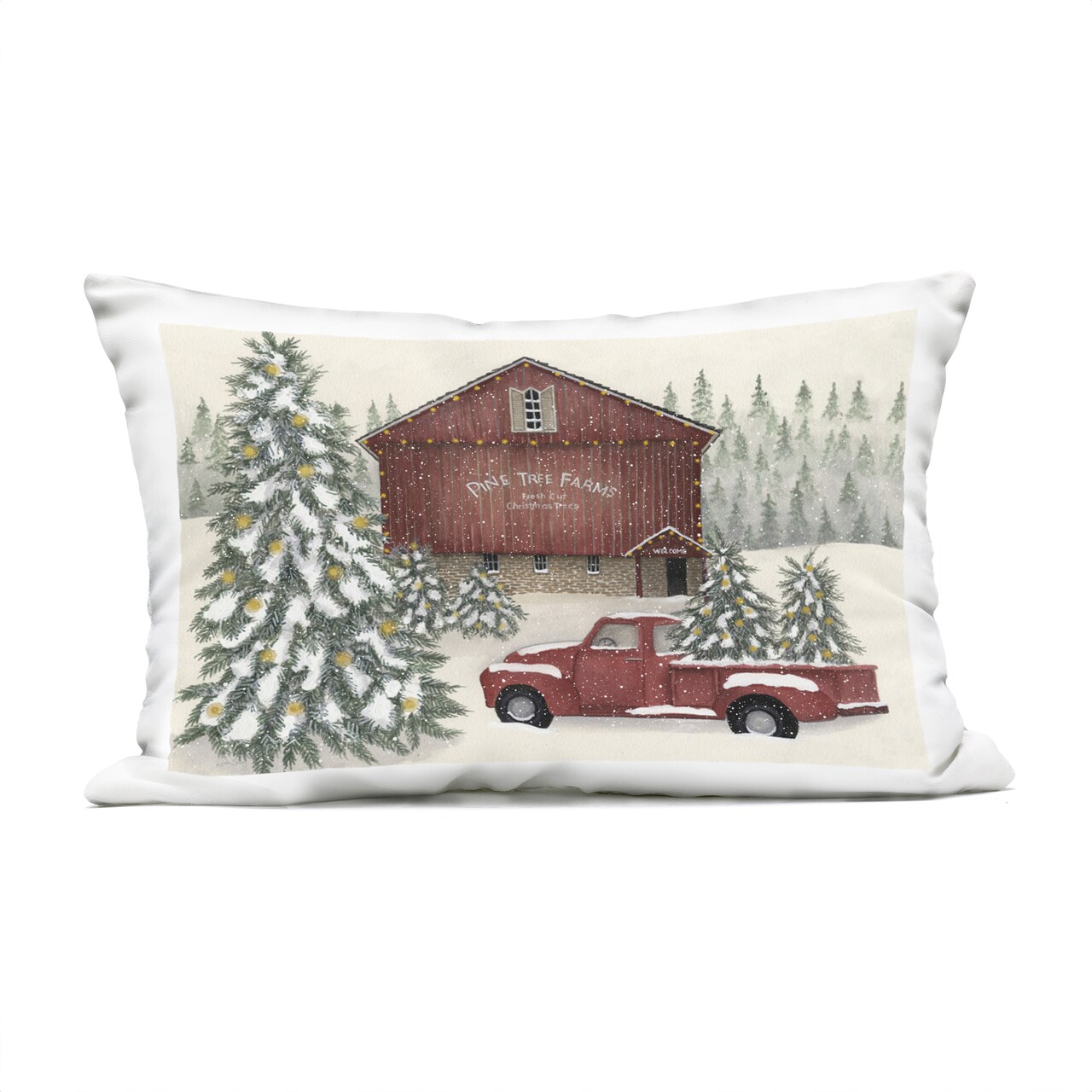 Stupell Industries Winter Pine Tree Farm Outdoor Printed Pillow design by Linda Spivey, 14 x 7 x 20
